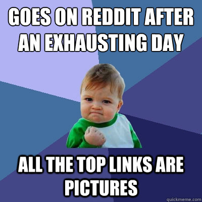 Goes on Reddit after
an exhausting day all the top links are pictures  Success Kid