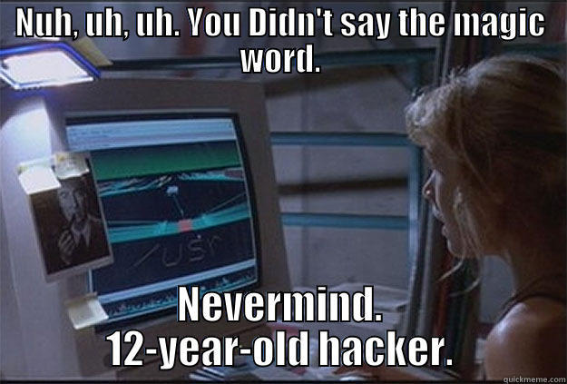 Easy CHI - NUH, UH, UH. YOU DIDN'T SAY THE MAGIC WORD. NEVERMIND. 12-YEAR-OLD HACKER. Misc