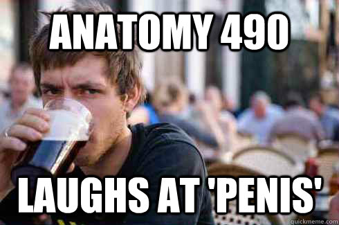 Anatomy 490 Laughs at 'penis' - Anatomy 490 Laughs at 'penis'  Lazy College Senior