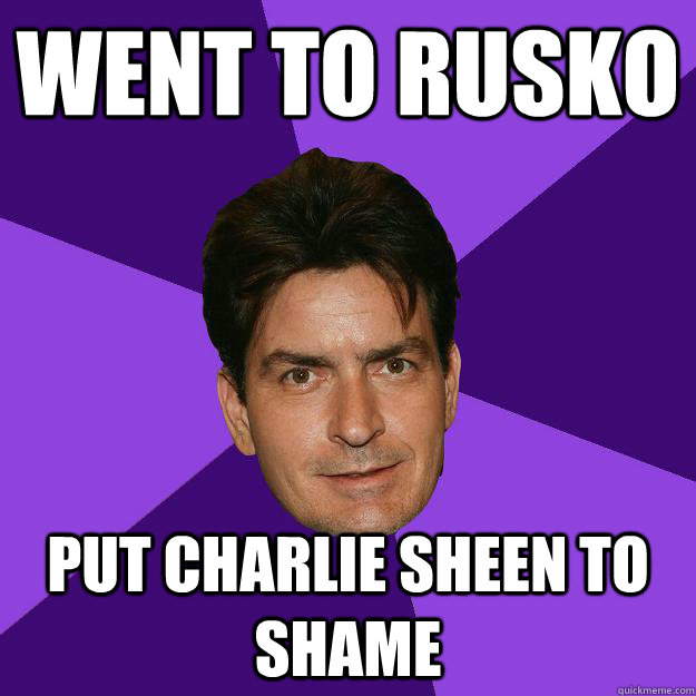 Went to Rusko Put charlie sheen to shame   Clean Sheen