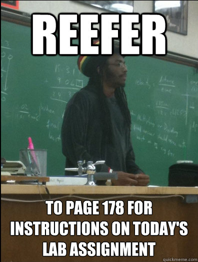 REefer To page 178 for instructions on today's lab assignment  Rasta Science Teacher