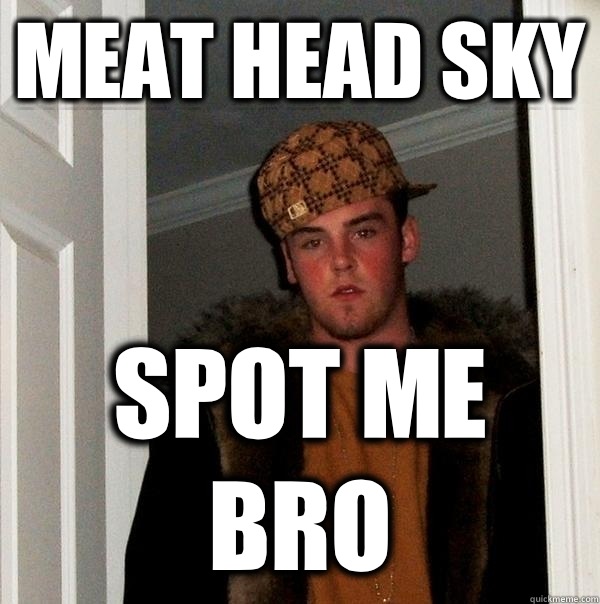 Meat Head Sky Spot me bro - Meat Head Sky Spot me bro  Scumbag Steve