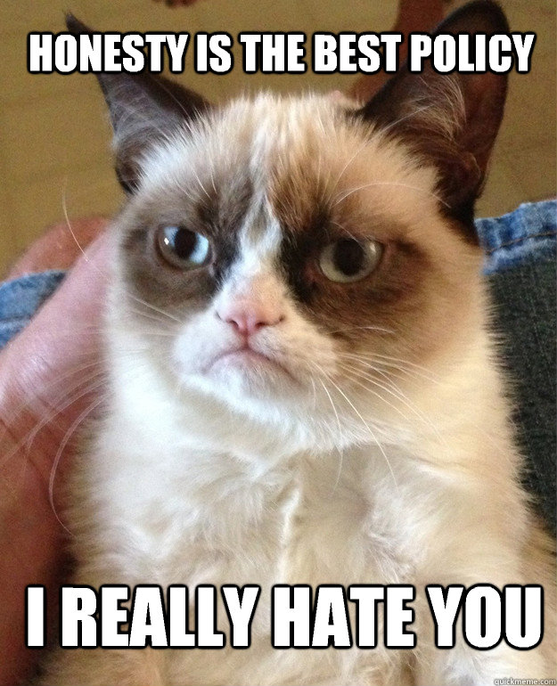 honesty is the best policy i really hate you  Grumpy Cat