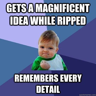 Gets a magnificent idea while ripped Remembers Every Detail  Success Kid