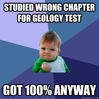 Studied wrong chapter for Geology test got 100% anyway  Success Kid