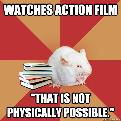 Watches action film 