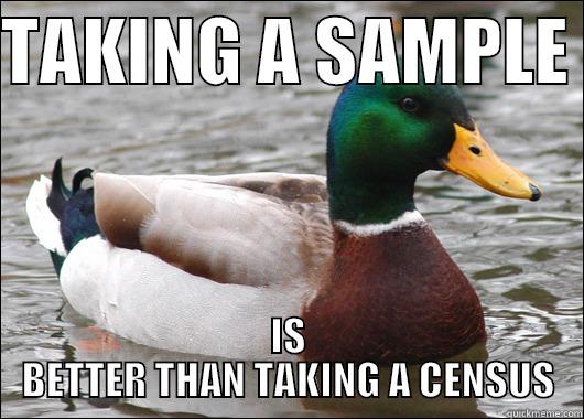 TAKING A SAMPLE  IS BETTER THAN TAKING A CENSUS Actual Advice Mallard