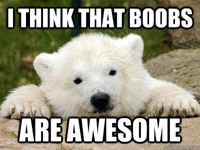 I think that boobs  are awesome   Popular Opinion Polar Bear