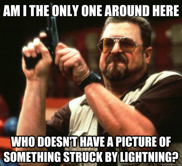 Am I the only one around here who doesn't have a picture of something struck by lightning?  Big Lebowski