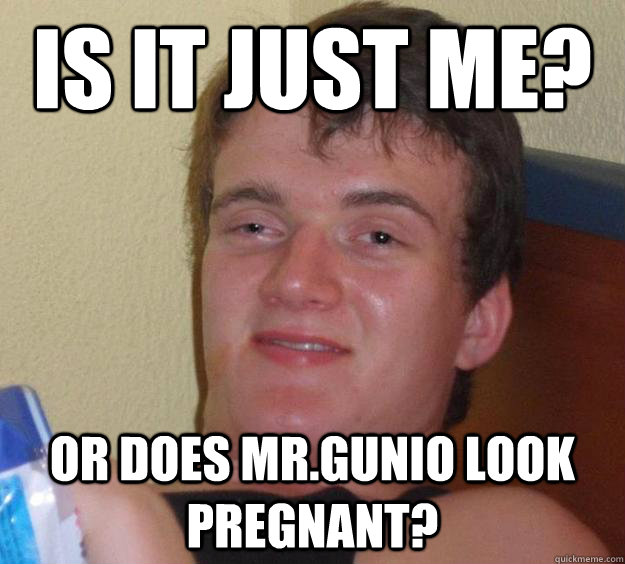 Is it just me? Or does mr.gunio look pregnant?  10 Guy