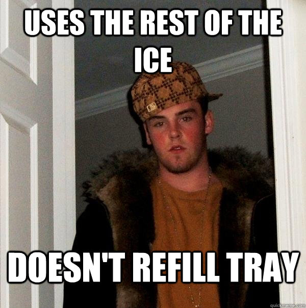 uses the rest of the ice doesn't refill tray  Scumbag Steve