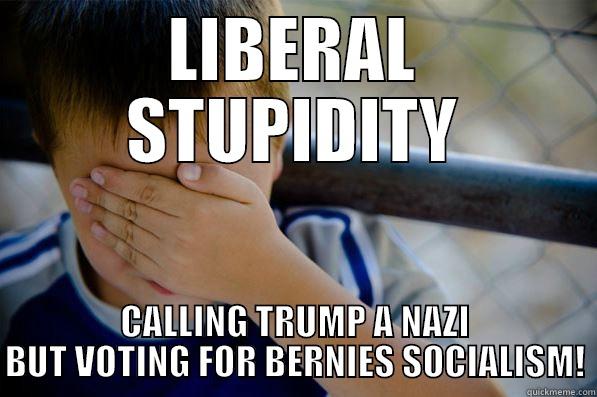 LIBERAL STUPIDITY CALLING TRUMP A NAZI BUT VOTING FOR BERNIES SOCIALISM! Confession kid