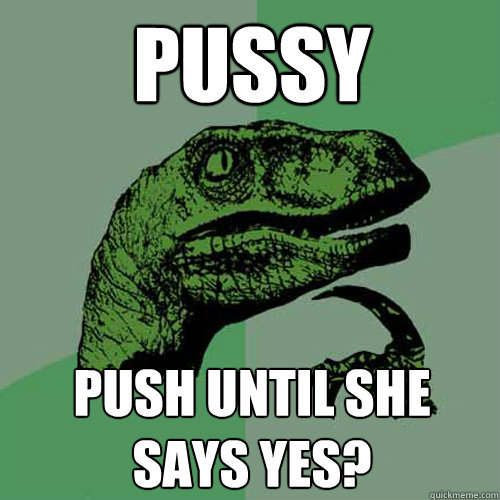 PUSSY Push Until She Says Yes?   Philosoraptor