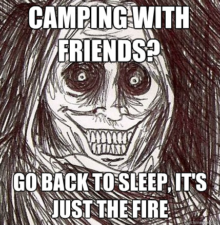 camping with friends? go back to sleep, it's just the fire  Horrifying Houseguest