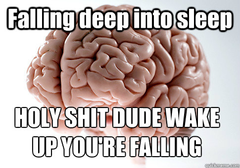 Falling deep into sleep HOLY SHIT DUDE WAKE UP YOU'RE FALLING   Scumbag Brain