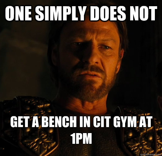 One simply does not get a bench in CIT gym at 1pm  