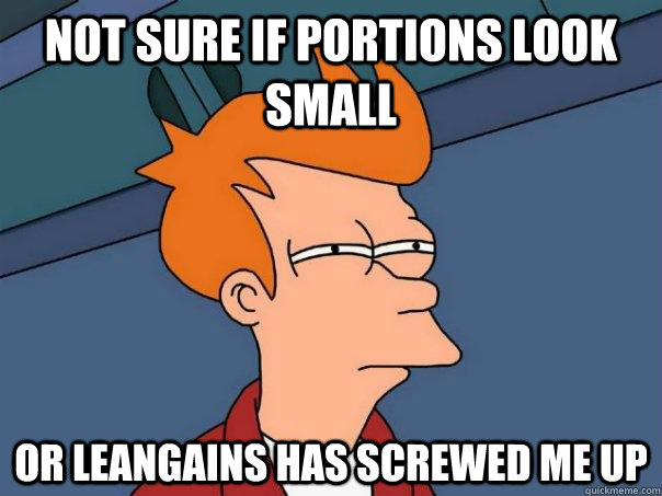 Not sure if portions look small Or leangains has screwed me up  Futurama Fry