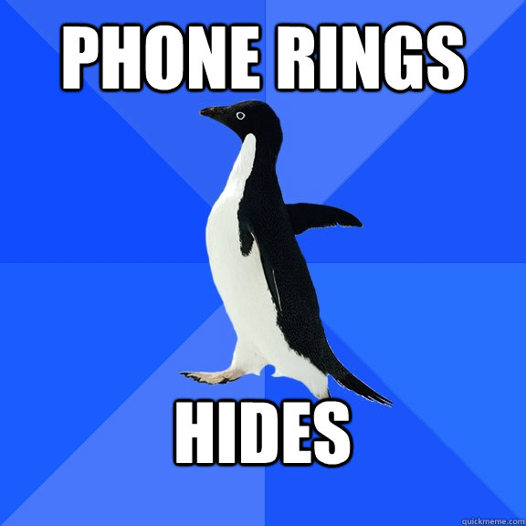 phone rings  hides  - phone rings  hides   Socially Awkward Penguin