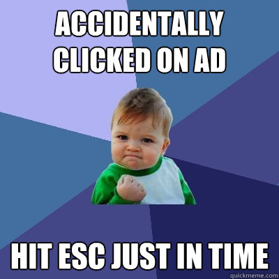 accidentally clicked on ad hit esc just in time  Success Kid