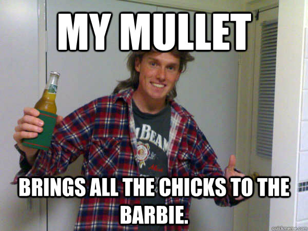 My mullet brings all the chicks to the barbie.  
