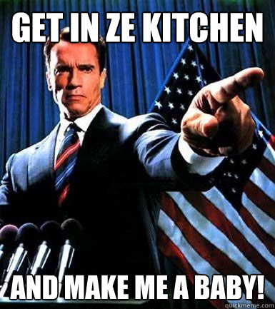 Get in ze kitchen and make me a baby!  