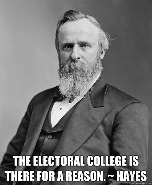  The Electoral College is there for a reason. ~ Hayes  hip rutherford b hayes