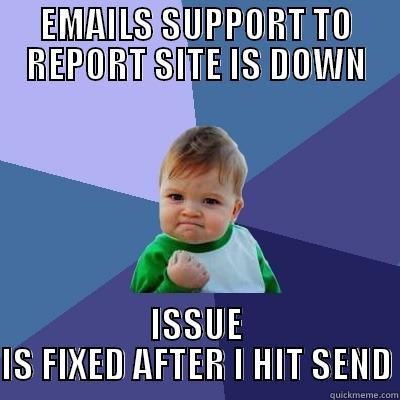 Success Kid - Ecommerce - EMAILS SUPPORT TO REPORT SITE IS DOWN ISSUE IS FIXED AFTER I HIT SEND Success Kid