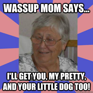 Wassup Mom Says... I'll get you, my pretty, and your little dog too!  