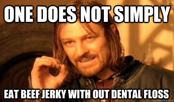 ONE DOES NOT SIMPLY EAT BEEF JERKY WITH OUT DENTAL FLOSS  One Does Not Simply