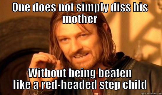ONE DOES NOT SIMPLY DISS HIS MOTHER WITHOUT BEING BEATEN LIKE A RED-HEADED STEP CHILD Boromir