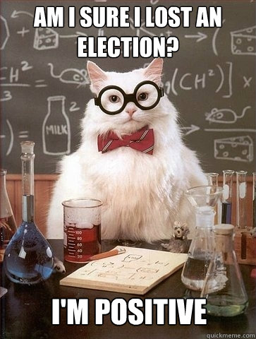 am i sure i lost an election? i'm positive - am i sure i lost an election? i'm positive  Chemistry Cat