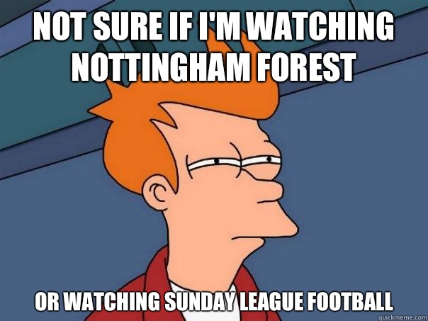 Not sure if I'm watching Nottingham forest Or watching Sunday league football - Not sure if I'm watching Nottingham forest Or watching Sunday league football  Futurama Fry