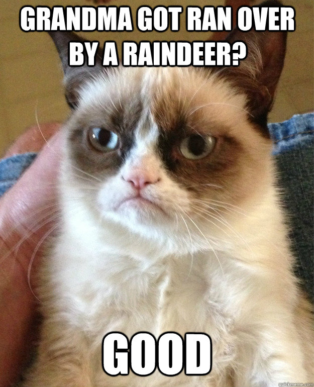 Grandma got ran over by a raindeer? Good  Grumpy Cat