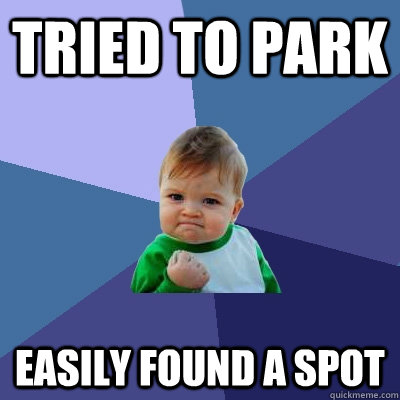 Tried to park Easily found a spot  Success Kid