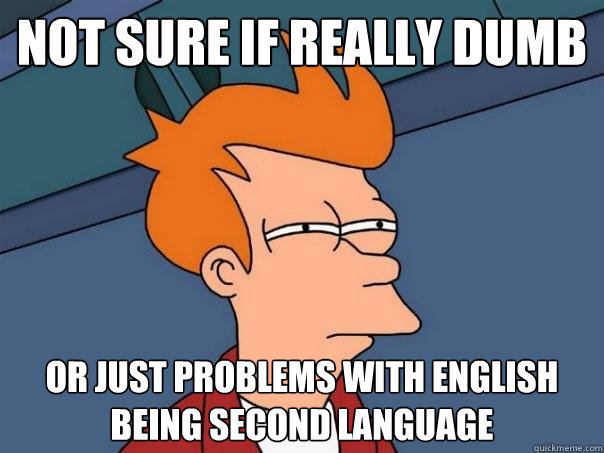 not sure if really dumb or just problems with english being second language  Futurama Fry