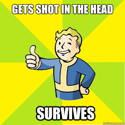 gets shot in the head survives  Fallout new vegas