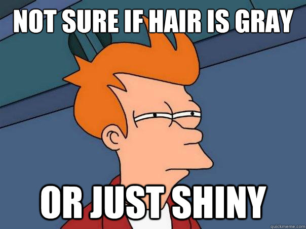 Not sure if hair is gray or just shiny  Futurama Fry