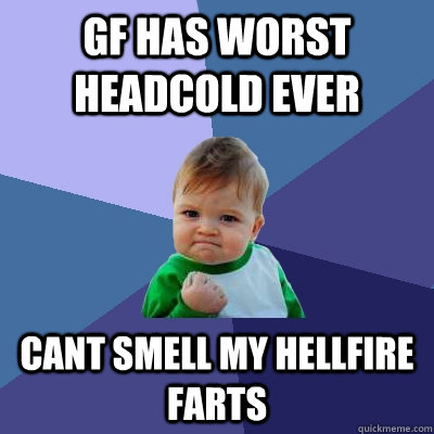 GF has worst headcold ever Cant smell my hellfire farts - GF has worst headcold ever Cant smell my hellfire farts  Success Kid