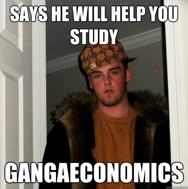 Says he will help you study gangaeconomics  Scumbag Steve