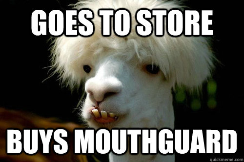 Goes to store Buys mouthguard - Goes to store Buys mouthguard  Stupid llama