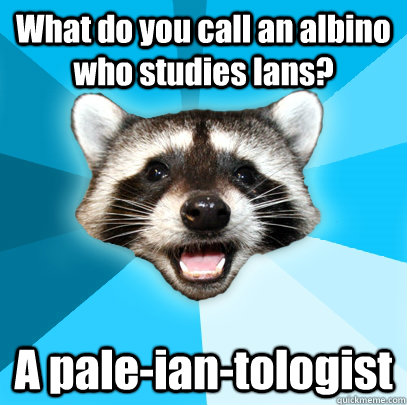 What do you call an albino who studies Ians? A pale-ian-tologist  Lame Pun Coon