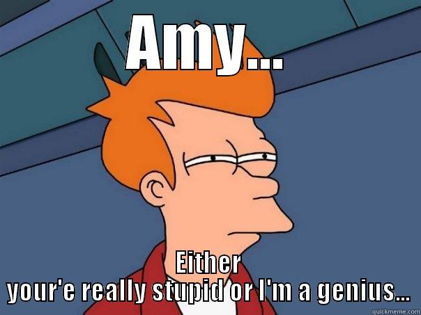 AMY... EITHER YOUR'E REALLY STUPID OR I'M A GENIUS... Futurama Fry