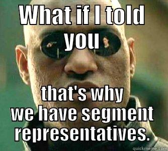 segment reps - WHAT IF I TOLD YOU THAT'S WHY WE HAVE SEGMENT REPRESENTATIVES. Matrix Morpheus