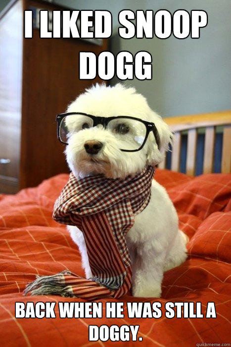 I LIKED SNOOP DOGG BACK WHEN HE WAS STILL A DOGGY.  Hipster Dog