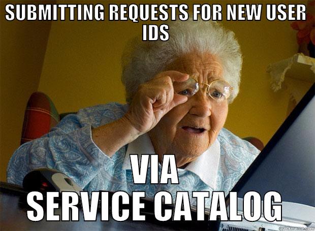 SUBMITTING REQUESTS FOR NEW USER IDS VIA SERVICE CATALOG Grandma finds the Internet