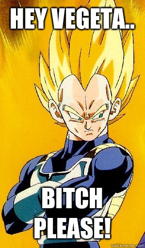 Hey Vegeta..
 Bitch Please!  Arrogant Vegeta