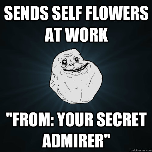 sends self flowers at work 