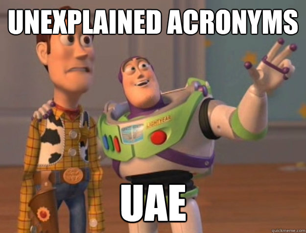 Unexplained acronyms UAE  Buzz Lightyear