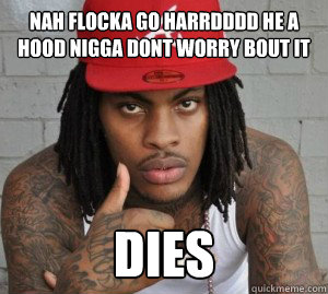 nah flocka go harrdddd he a hood nigga dont worry bout it DIES  Waka flocka