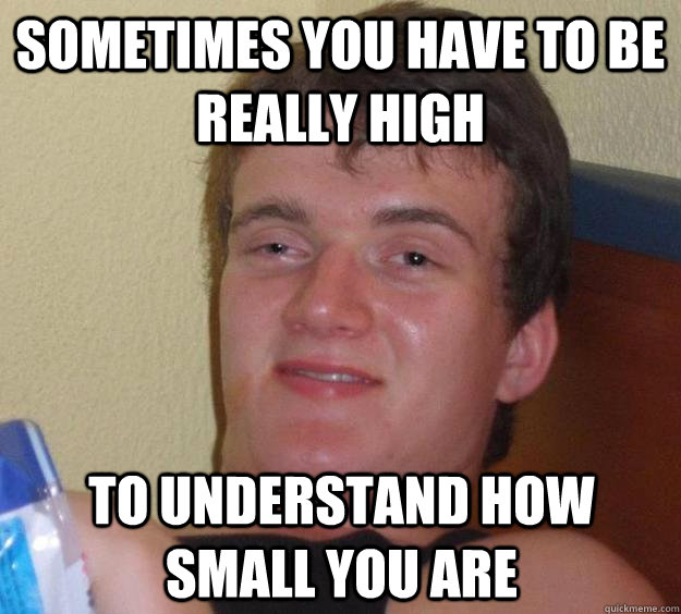 Sometimes you have to be really high to understand how small you are  10 Guy